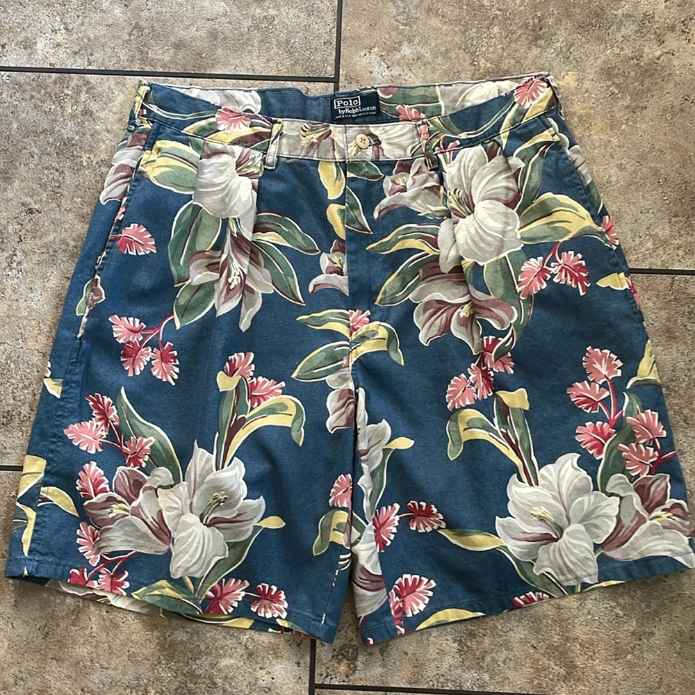 Polo Ralph Lauren Vintage  Hawaiian Floral Shorts 36 Made in USA🇺🇸